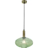 Olucia - CHARLOIS - Hanglamp - Groen / Goud - Vorm: Ovaal