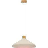 Olucia - FREDDIE - Hanglamp - Beige / Hout - Vorm: Rond