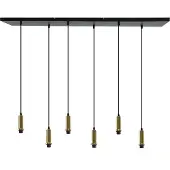 Olucia - RIKA - Hanglamp - Goud / Zwart - 6L - Vorm: Rechthoek