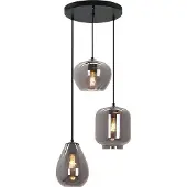 Olucia - CAIA - Hanglamp - Grijs / Zwart - 3L - Vorm: Rechthoek