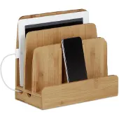 Relaxdays Telefoon houder met oplaad functie, Tablet houder Bureau-organizer