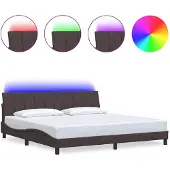 vidaXL Bedframe zonder matras "Hanko" stof donkerbruin 200x200 cm