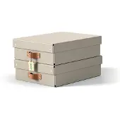 Leitz Puro Middelgrote Lage Opbergdoos met Deksel - Set van 2 - 8L - 100% Gerecycled Karton - Beige