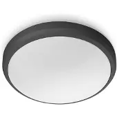 Philips Plafondlamp Doris, 6 Watt, Zwart, Metaal, Kunststof, IP54, Geschikt voor terras, tuin, binnen, moderne stijl
