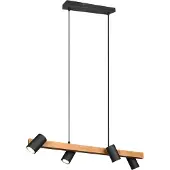 TRIO Richtbare hanglamp Marley Zwart met hout
