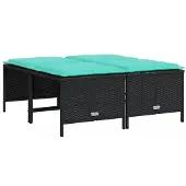 vidaXL Tuinstoelen met kussens 4 stuks zwart polyrotan