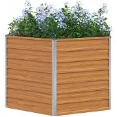 vidaXL Verhoogde Tuinbak Lichtbruin 129 x 129 x 77 cm Gegevens staal