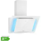 Klarstein Eleonora - Schuine afzuigkap, EEK A++, Afvoercapaciteit: 456 m³/u, Touch-bediening, RGB-sfeerkleur, 60 dB, Recirculatie en afvoer, LED-verlichting, Vetfilter, 60 cm, wit