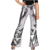 Coppens Metalic broek zilver met wijde pijp | Maat Xl-xxl |