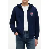 Tommy Hilfiger Sweatvest 'Flag Embroidery French Zip-thru' navy / rood / wit