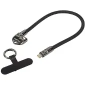 Lanberg USB-C Kabel 240W PD 2-in-1 Sleutelhanger & Lanyard 30cm Zwart