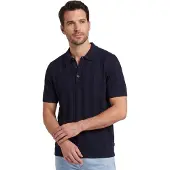 Brax poloshirt donkerblauw gestreept normale fit katoen