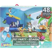 Luna Puzzel "Dierenfeest" voor kinderen, karton, 48 stukjes