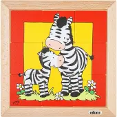 Educo Dierenpuzzel Moeder en kind - Zebra - 9 stukjes -