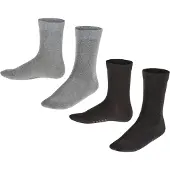 Falke Happy sokken - zwart/grijs (set van 2) Meisjes Katoen Effen - maat 27-30