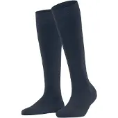 Falke Family lang eenkleurig katoen kniekousen dames blauw - maat 39-42