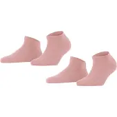 Falke Happy 2-Pack kort eenkleurig katoen multipack sneakersokken enkelsokken dames roze - maat 35-38
