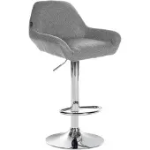 CLP barkruk, in hoogte verstelbaar, model Braga. Bekleding: stof, met rugleuning. Kleur: grijs. Frame: chroom
