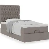 vidaXL Ottoman bed met matras 90x190cm stof taupe