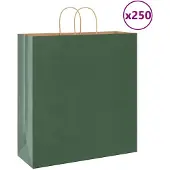 vidaXL Papieren zakken 250 st met hengsels 45x17x48 cm groen