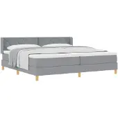 vidaXL Boxspring bed met hoofdeinde Lichtgrijs 200 x 200 cm Stof