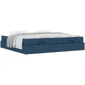 vidaXL Bedframe met matras 2 st Blauw Stof