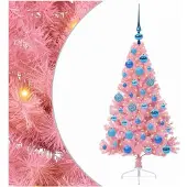 vidaXL Kunststof Voorverlichte Kerstboom met 150 LED Roze 120 cm PVC