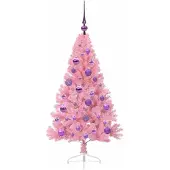 vidaXL Kunststof Voorverlichte Kerstboom met 150 LED Roze 120 cm PVC