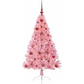 vidaXL Kunststof Voorverlichte Kerstboom met 150 LED Roze 120 cm PVC