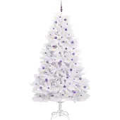 vidaXL Kunstmatige Hinged Kerstboom Wit 270 cm PVC en Staal