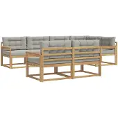 vidaXL Buiten bank set 6 st Wit en Lichtgrijs Polyester