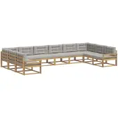 vidaXL Buiten bank set 10 st Wit en Lichtgrijs