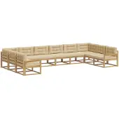 vidaXL Buiten bank set 10 st Wit en Beige
