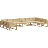 vidaXL Buiten bank set 10 st Wit en Beige