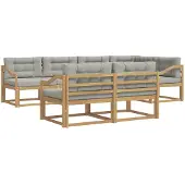 vidaXL Buiten bank set 6 st Wit en Lichtgrijs Polyester