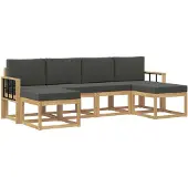 vidaXL Buiten bank set 6 st Wit en antracietkleurig Polyester