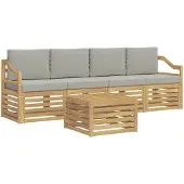 vidaXL Buiten bank set 5 st Wit en Lichtgrijs Polyester
