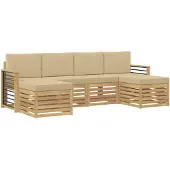 vidaXL Buiten bank set 6 st Wit en Beige Polyester