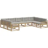 vidaXL Buiten bank set 9 st Wit en Lichtgrijs