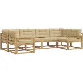 vidaXL Buiten bank set 6 st Wit en Beige
