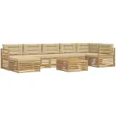 vidaXL Buiten bank set 8 st Wit en Beige Polyester