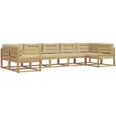 vidaXL Buiten bank set 7 st Wit en Beige