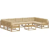 vidaXL Buiten bank set 10 st Wit en Beige