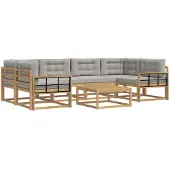 vidaXL Buiten bank set 5 st Wit en Lichtgrijs