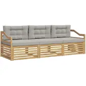 vidaXL Buiten bank set 3 st Wit en Lichtgrijs Polyester