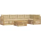 vidaXL Buiten bank set 6 st Wit en Beige Polyester