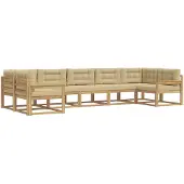 vidaXL Buiten bank set 7 st Wit en Beige