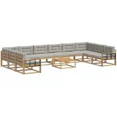 vidaXL Buiten bank set 11 st Wit en Lichtgrijs