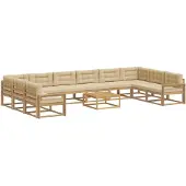 vidaXL Buiten bank set 11 st Wit en Beige