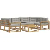 vidaXL Buiten bank set 5 st Wit en Lichtgrijs